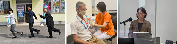 健康経営にむけた弊社の主な施策 ① 学研グループ全従業員を対象としたウォーキングイベント、② 学研東京本社ビルにて【新型コロナワクチン職域接種】を早期実施、③ 働く女性のヘルスリテラシーセミナーやラインケア研修を実施